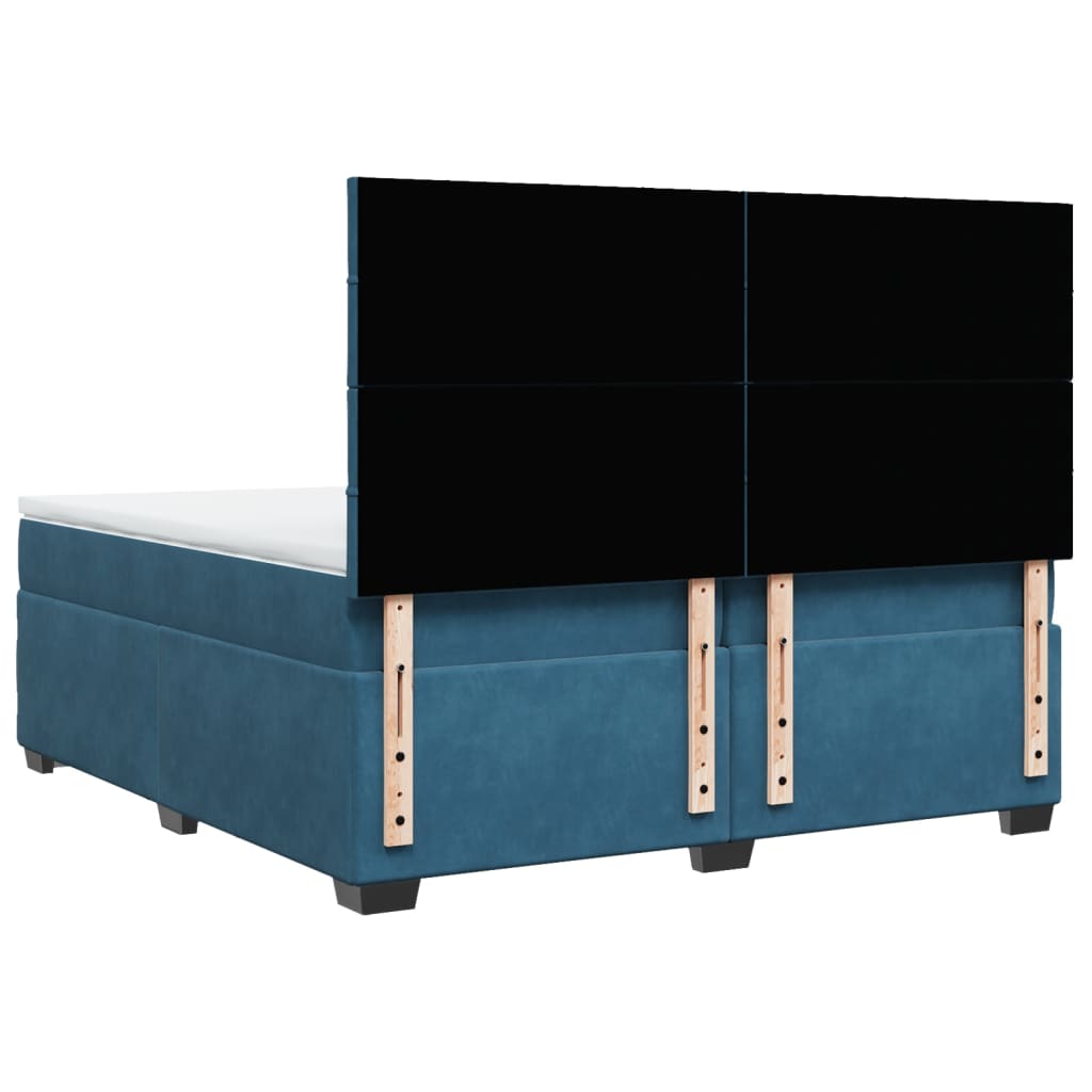 Giroletto a Molle con Materasso Blu 200x200 cm in Velluto