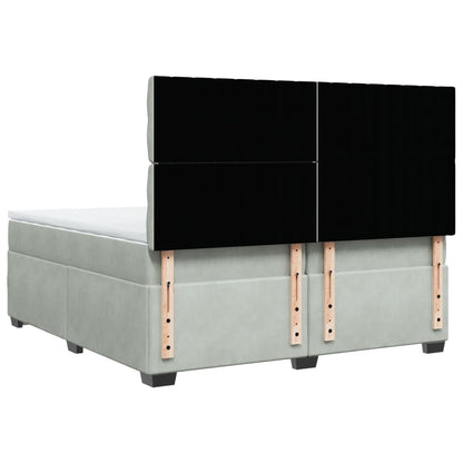 Giroletto a Molle con Materasso Grigio Chiaro 200x200cm Velluto - homemem39