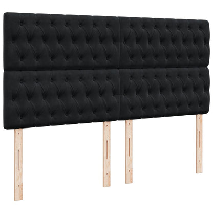 Giroletto a Molle con Materasso Nero 200x200 cm in Velluto