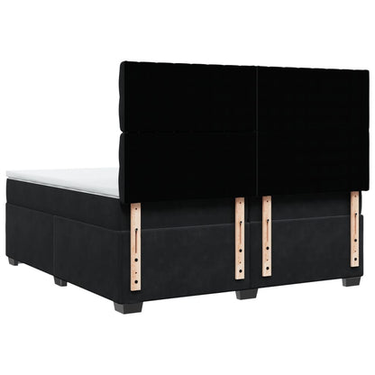 Giroletto a Molle con Materasso Nero 200x200 cm in Velluto