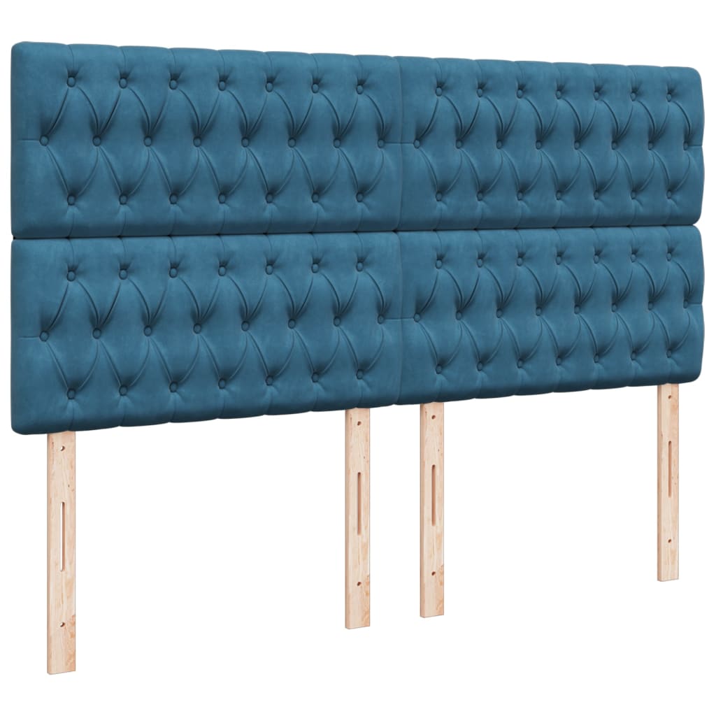 Giroletto a Molle con Materasso Blu 200x200 cm in Velluto