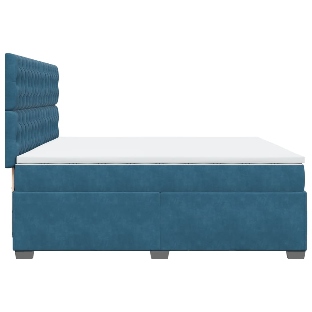 Giroletto a Molle con Materasso Blu 200x200 cm in Velluto