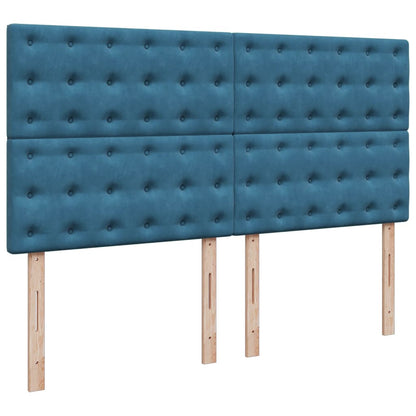 Giroletto a Molle con Materasso Blu 200x200 cm in Velluto