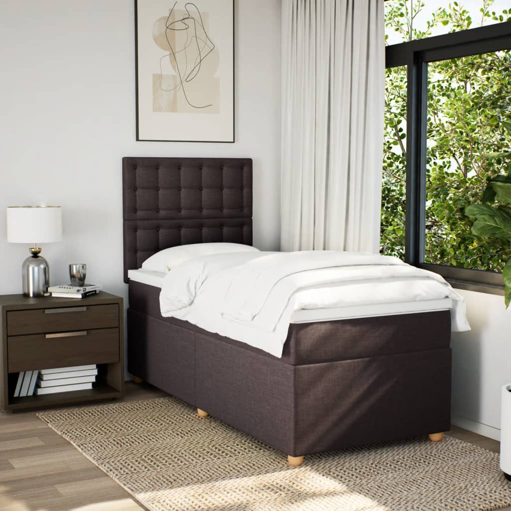 Giroletto a Molle con Materasso Marrone Scuro 80x200 cm Tessuto | homemem39