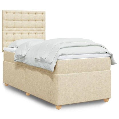 Giroletto a Molle con Materasso Crema 90x190 cm in Tessuto | homemem39