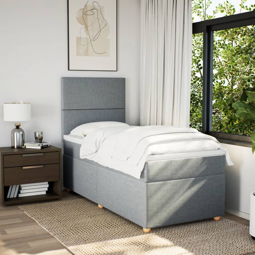 Giroletto a Molle con Materasso Grigio Chiaro 90x200 cm Tessuto | homemem39