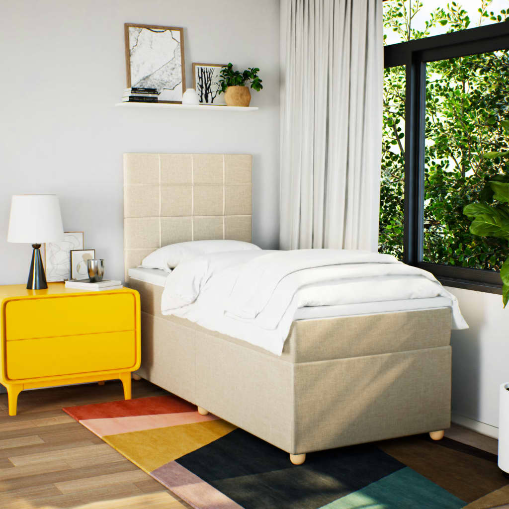 Giroletto a Molle con Materasso Crema 90x200 cm inTessuto - homemem39