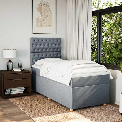 Giroletto a Molle con Materasso Grigio Chiaro 90x200 cm Tessuto | homemem39