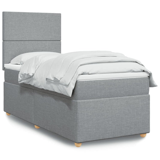 Giroletto a Molle con Materasso Grigio Chiaro100x200 cm Tessuto - homemem39
