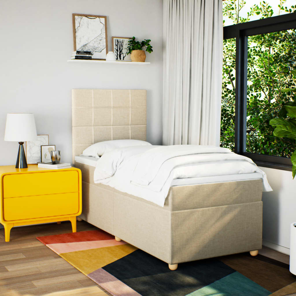 Giroletto a Molle con Materasso Crema 100x200 cm in Tessuto - homemem39