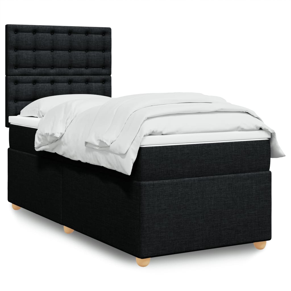 Giroletto a Molle con Materasso Nero 100x200 cm in Tessuto