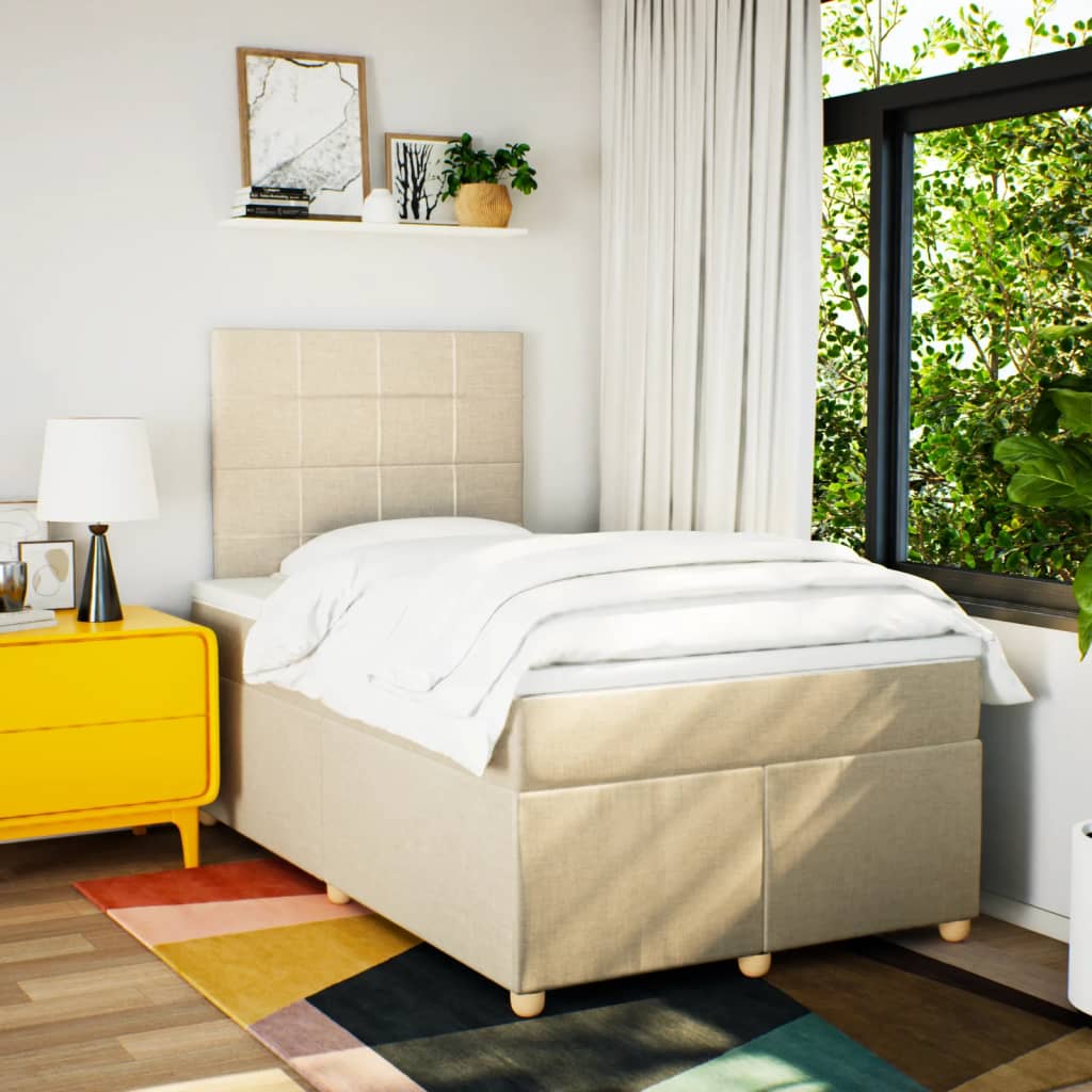 Giroletto a Molle con Materasso Crema 120x190 cm in Tessuto