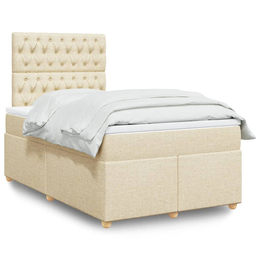 Giroletto a Molle con Materasso Crema 120x190 cm in Tessuto