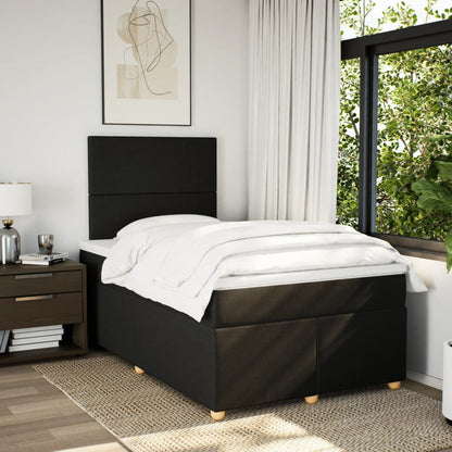 Giroletto a Molle con Materasso Nero 120x200 cm in Tessuto