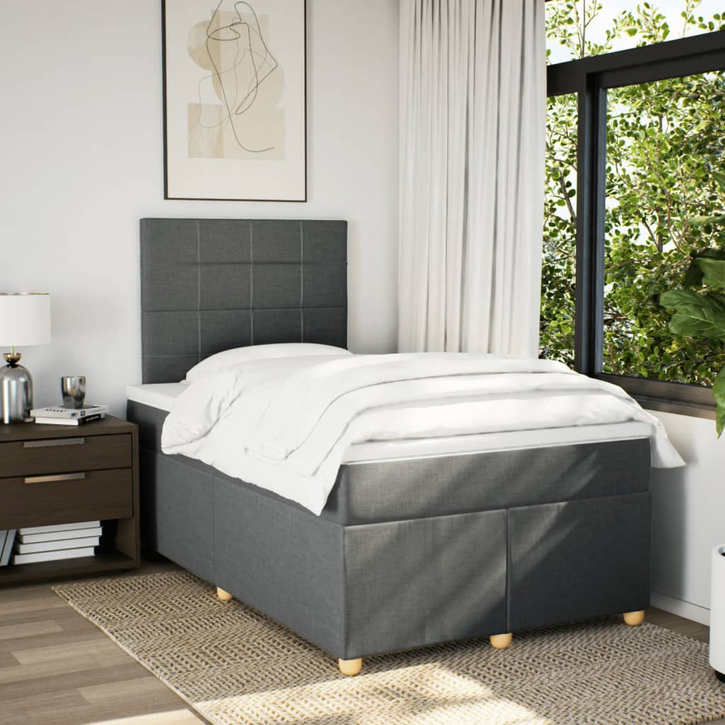 Giroletto a Molle con Materasso Grigio Scuro 120x200 cm Tessuto