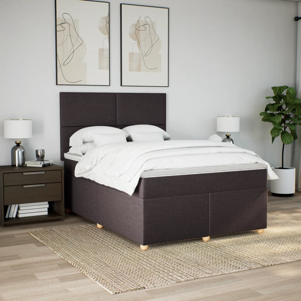 Giroletto a Molle con Materasso Marrone Scuro 140x190cm Tessuto | homemem39