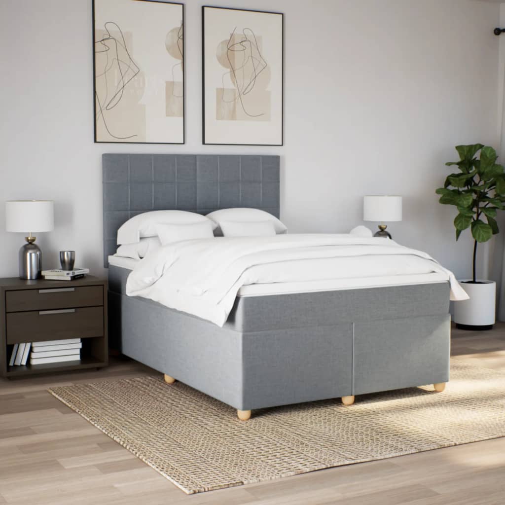 Giroletto a Molle con Materasso Grigio Chiaro 140x190cm Tessuto | homemem39