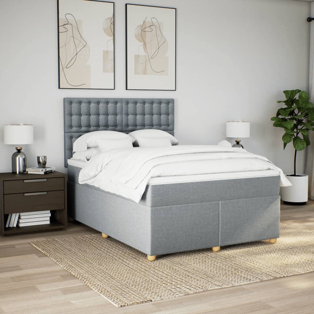 Giroletto a Molle con Materasso Grigio Chiaro 140x190cm Tessuto | homemem39