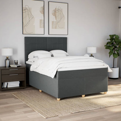 Giroletto a Molle con Materasso Grigio Scuro 140x200cm Tessuto