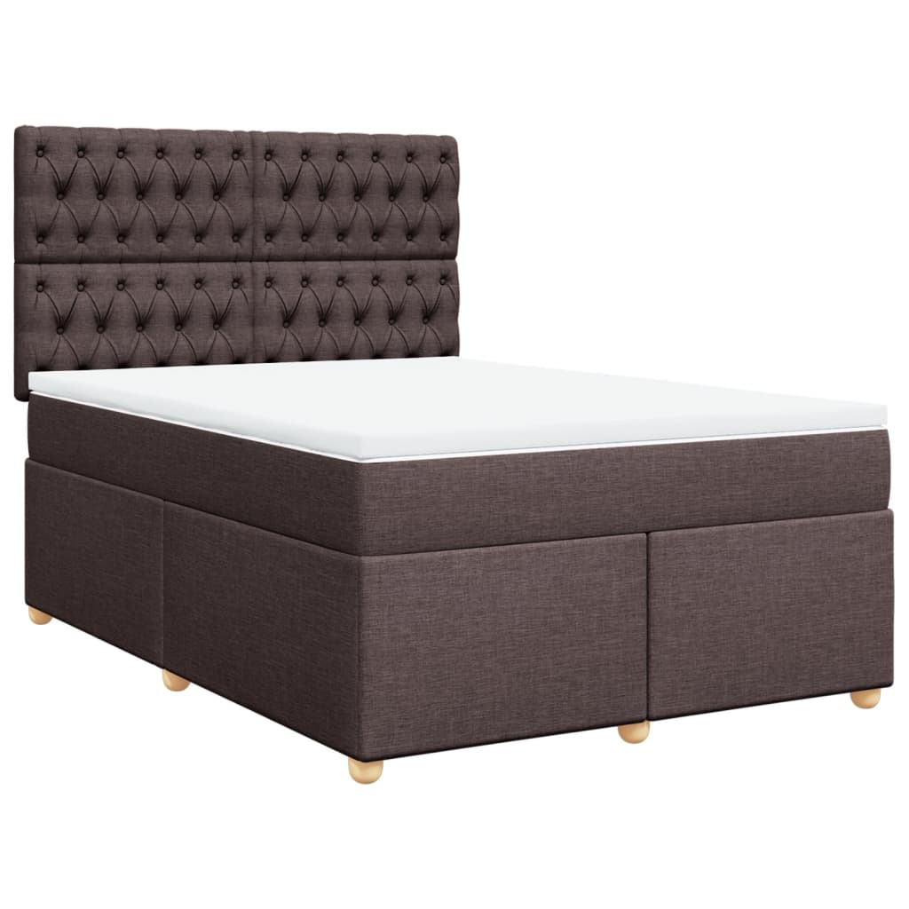 Giroletto a Molle con Materasso Marrone Scuro 140x200cm Tessuto | homemem39