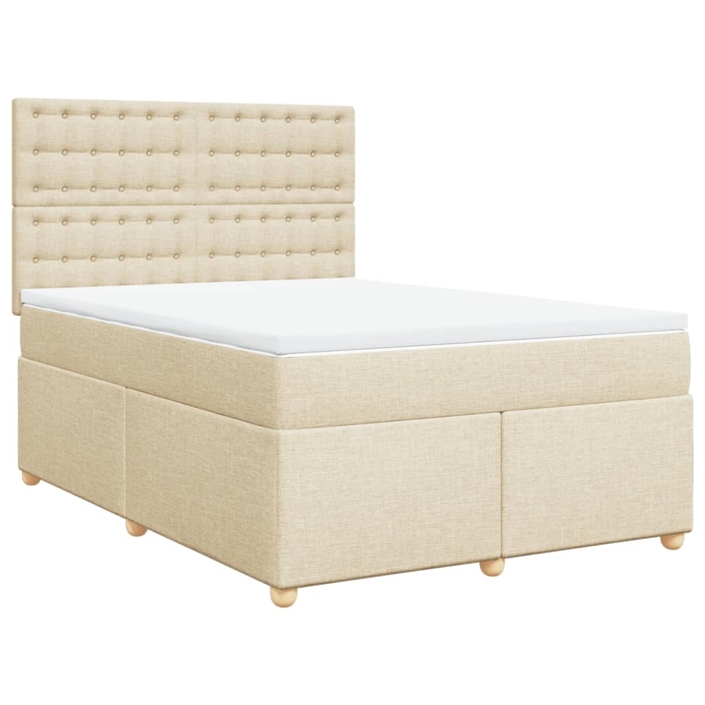 Giroletto a Molle con Materasso Crema 140x200 cm in Tessuto | homemem39
