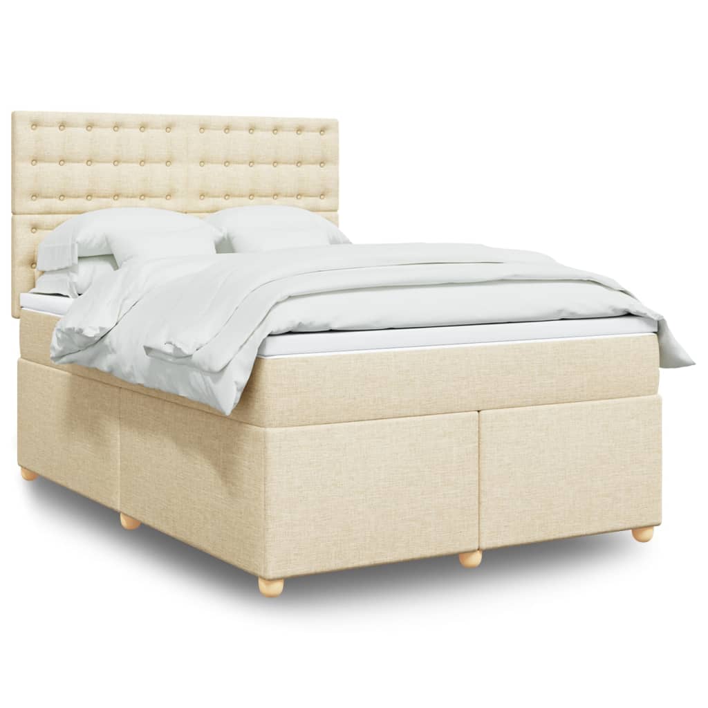 Giroletto a Molle con Materasso Crema 140x200 cm in Tessuto | homemem39