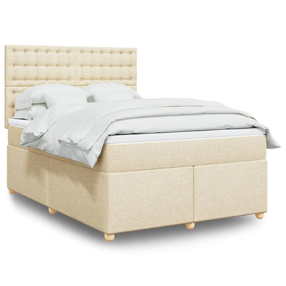 Giroletto a Molle con Materasso Crema 140x200 cm in Tessuto | homemem39