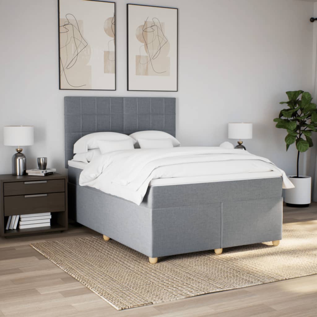 Giroletto a Molle con Materasso Grigio Chiaro160x200 cm Tessuto