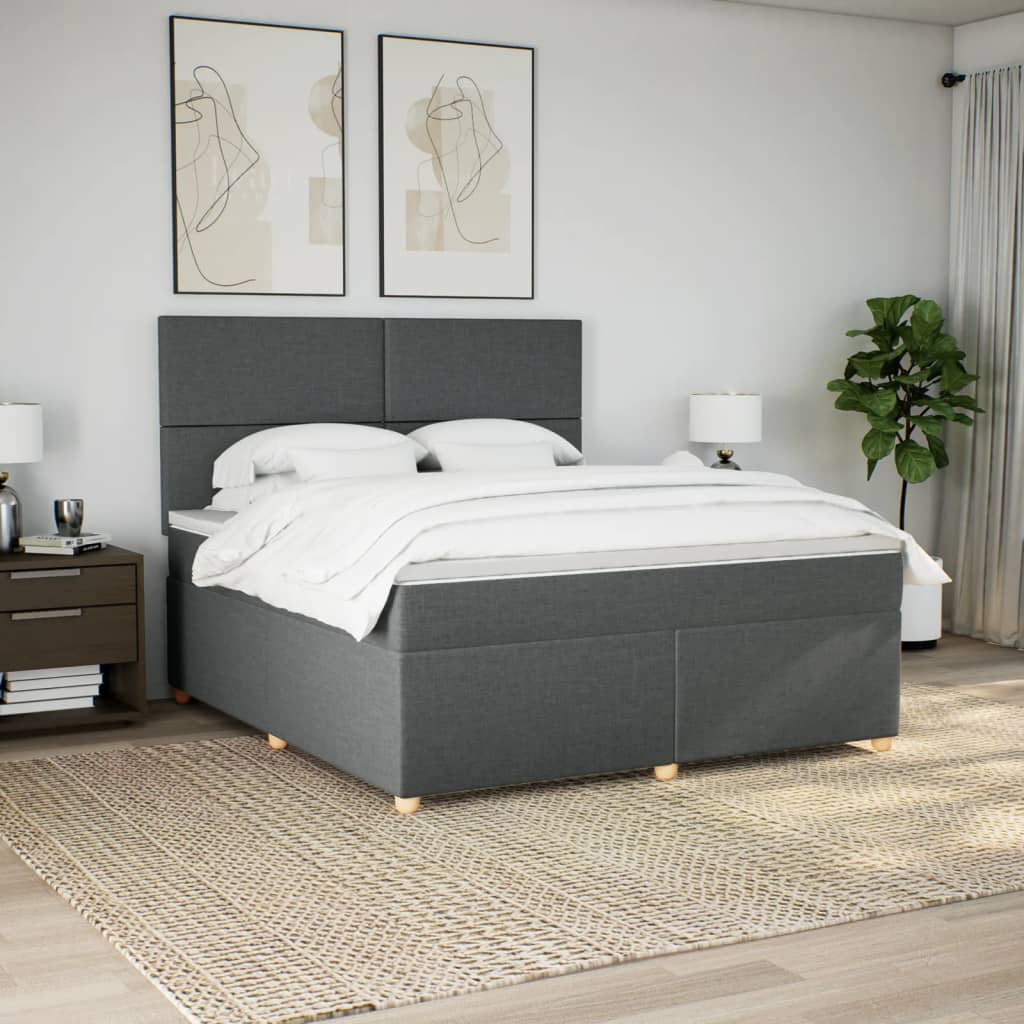 Giroletto a Molle con Materasso Grigio Scuro 180x200 cm Tessuto