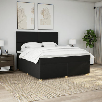 Giroletto a Molle con Materasso Nero 180x200 cm in Tessuto