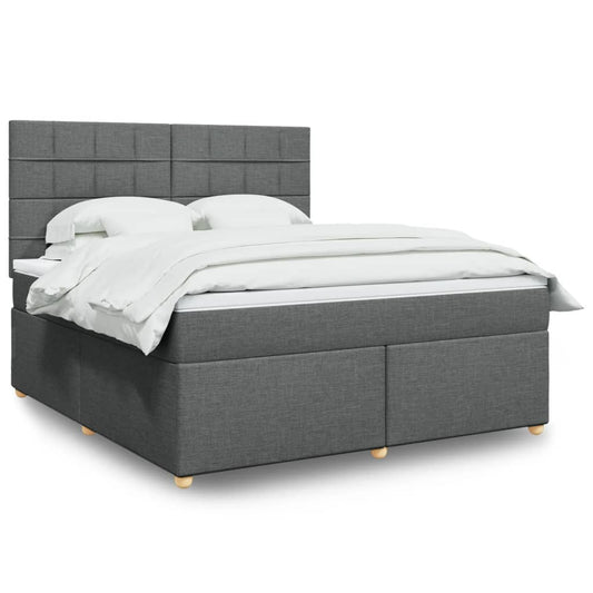 Giroletto a Molle con Materasso Grigio Scuro 180x200 cm Tessuto