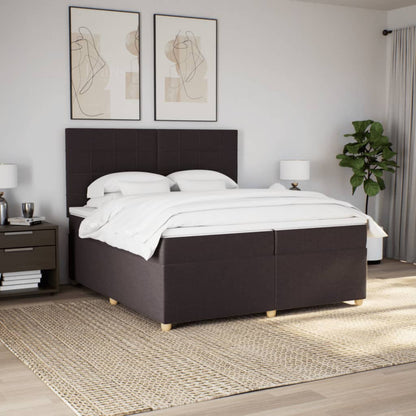 Giroletto a Molle con Materasso Marrone Scuro 200x200cm Tessuto