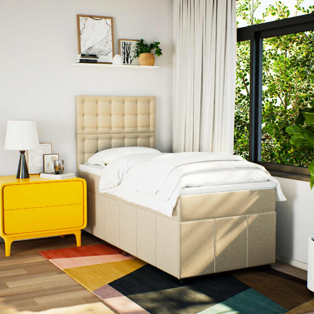 Giroletto a Molle con Materasso Crema 80x200 cm inTessuto | homemem39