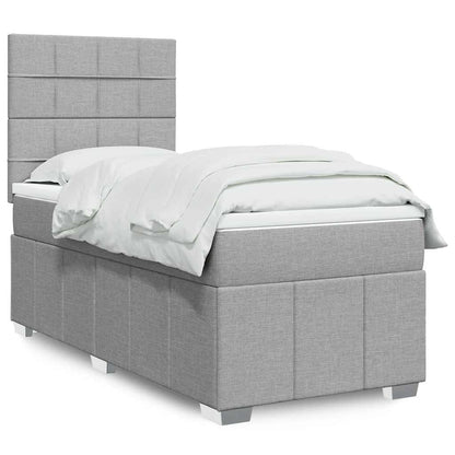 Giroletto a Molle con Materasso Grigio Chiaro 90x190 cm Tessuto