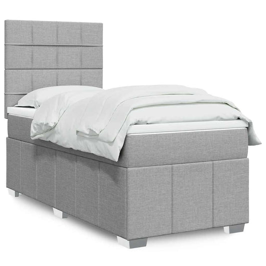 Giroletto a Molle con Materasso Grigio Chiaro 90x190 cm Tessuto