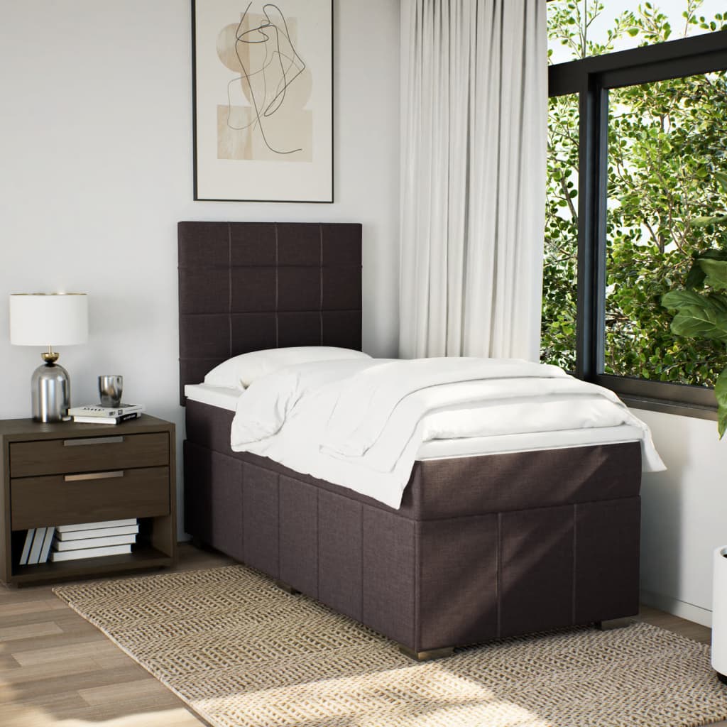 Giroletto a Molle con Materasso Marrone Scuro 90x190cm Tessuto