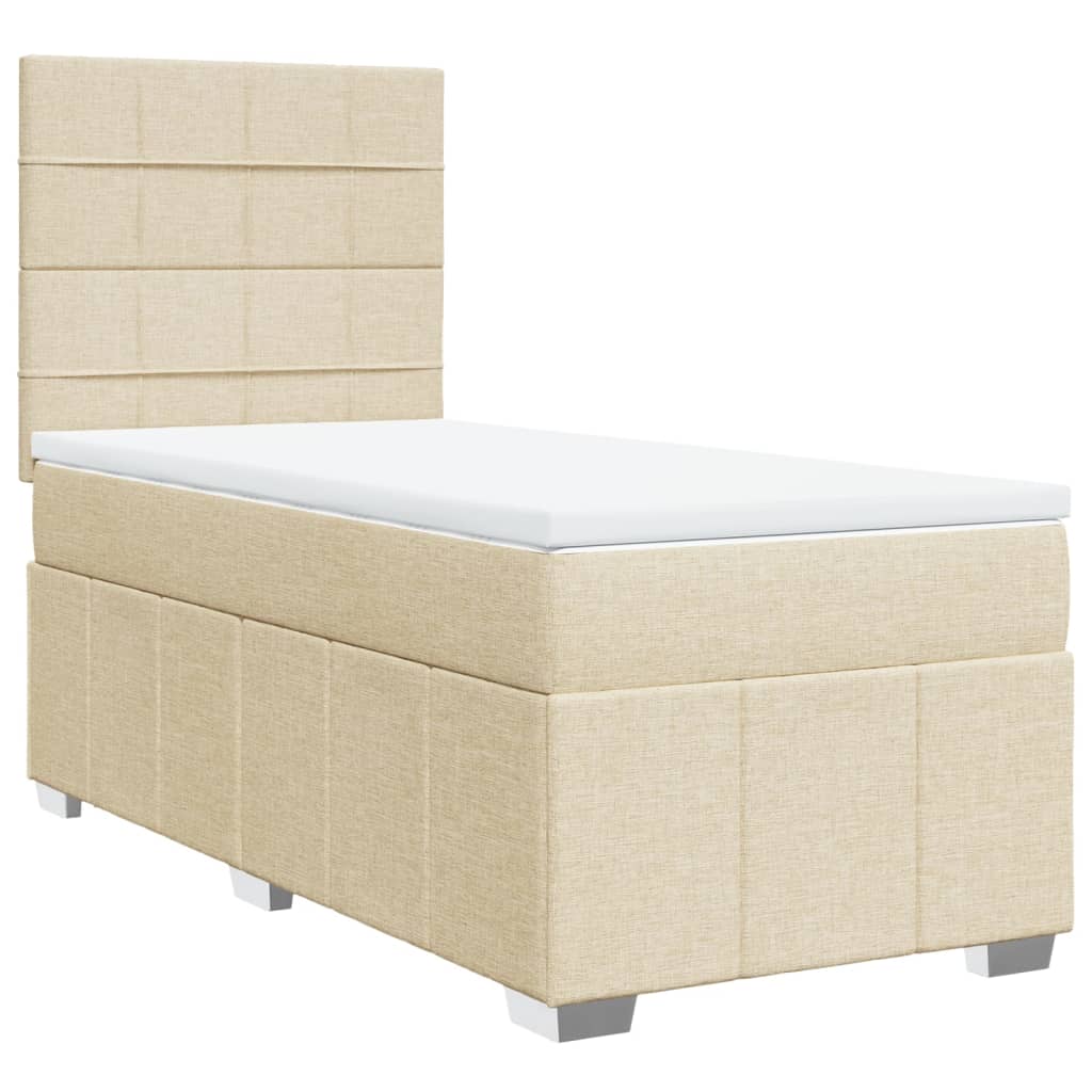 Giroletto a Molle con Materasso Crema 90x190 cm in Tessuto