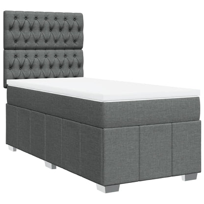 Giroletto a Molle con Materasso Grigio Scuro 90x200 cm Tessuto