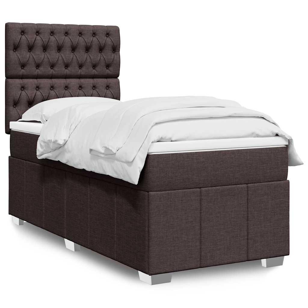 Giroletto a Molle con Materasso Marrone Scuro 90x200 cm Tessuto | homemem39