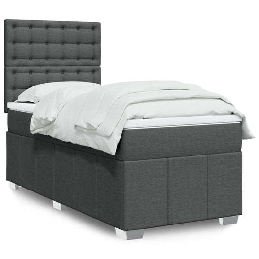 Giroletto a Molle con Materasso Grigio Scuro 90x200 cm Tessuto | homemem39