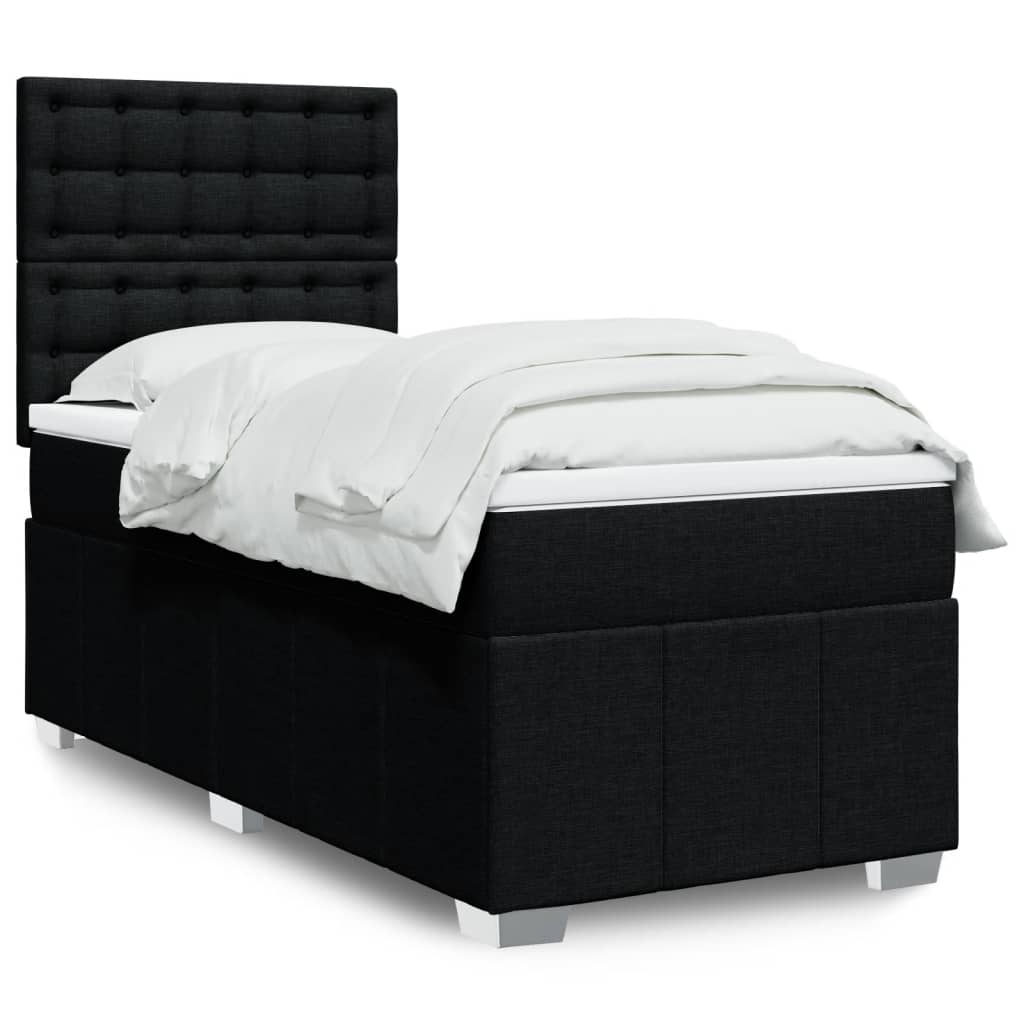 Giroletto a Molle con Materasso Nero 90x200 cm in Tessuto | homemem39