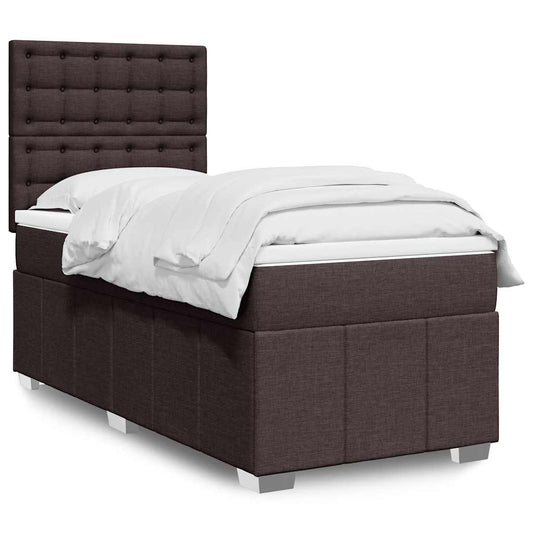 Giroletto a Molle con Materasso Marrone Scuro 90x200 cm Tessuto