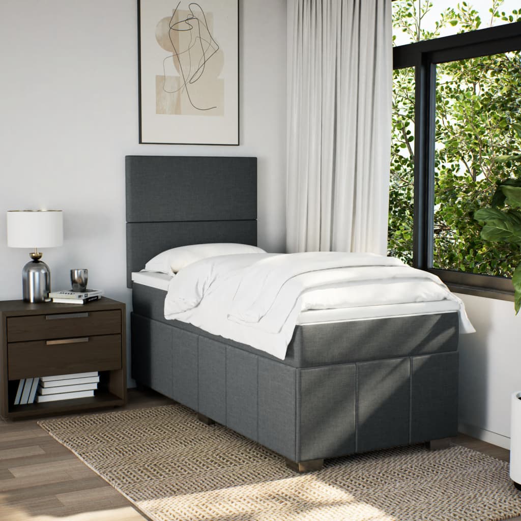 Giroletto a Molle con Materasso Grigio Scuro 100x200 cm Tessuto | homemem39