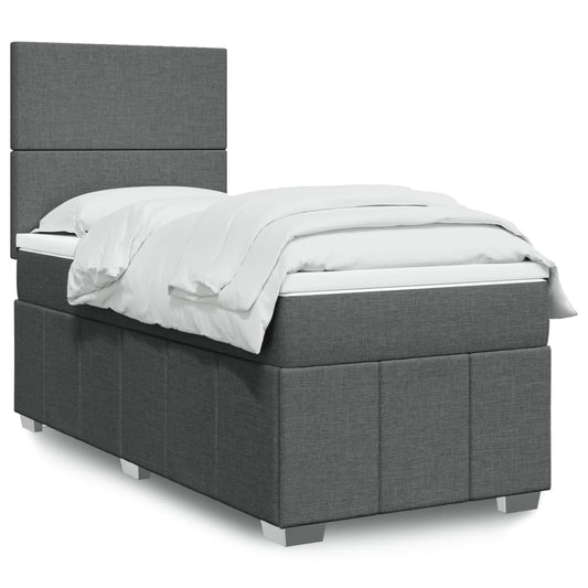 Giroletto a Molle con Materasso Grigio Scuro 100x200 cm Tessuto | homemem39