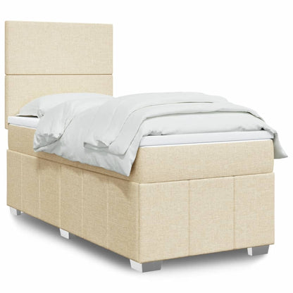 Giroletto a Molle con Materasso Crema 100x200 cm in Tessuto | homemem39