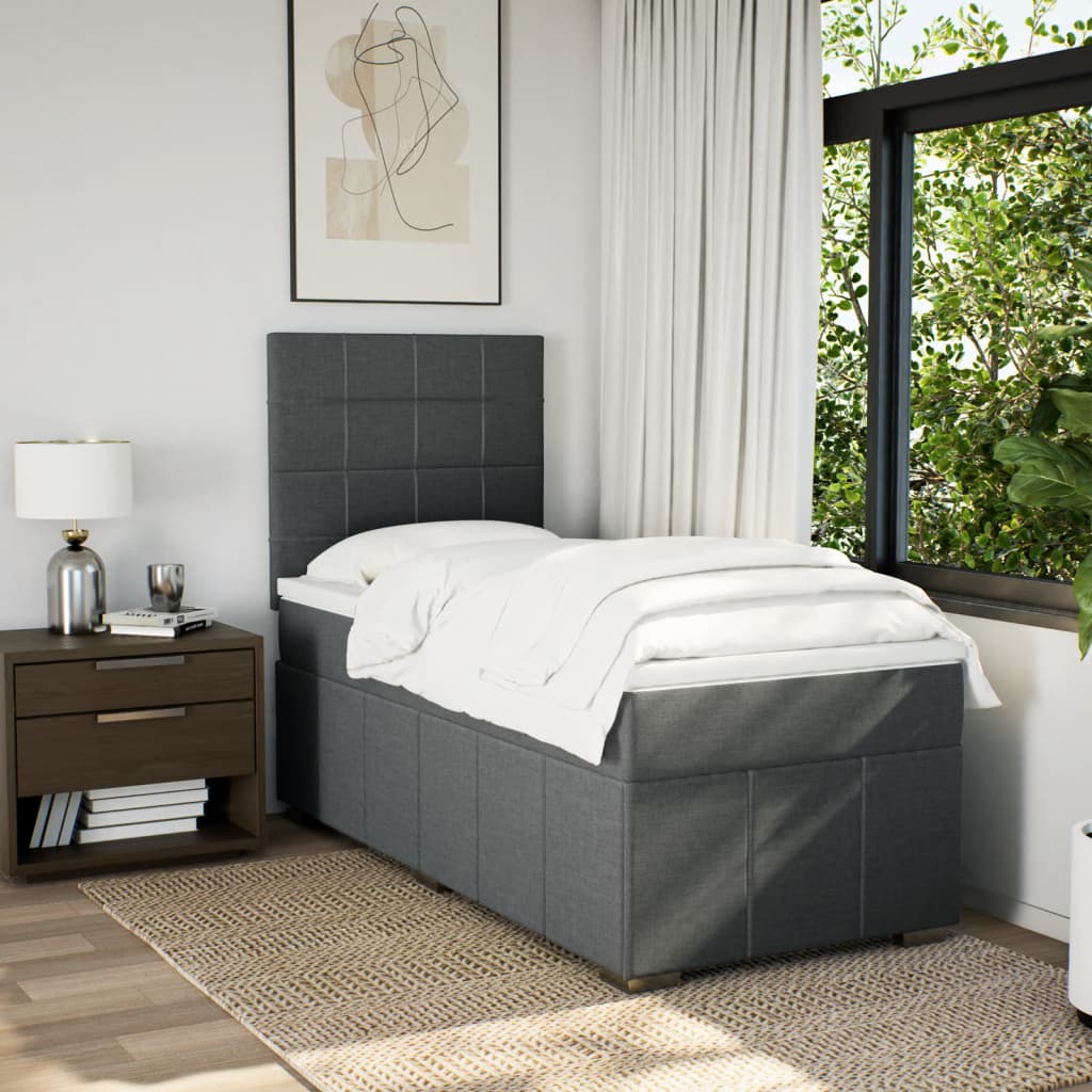 Giroletto a Molle con Materasso Grigio Scuro 100x200 cm Tessuto | homemem39