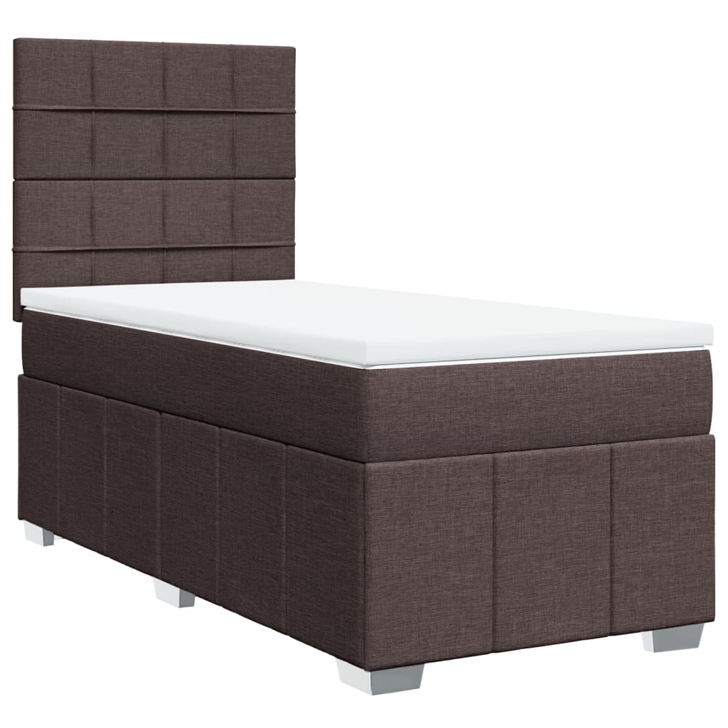 Giroletto a Molle con Materasso Marrone Scuro 100x200cm Tessuto | homemem39