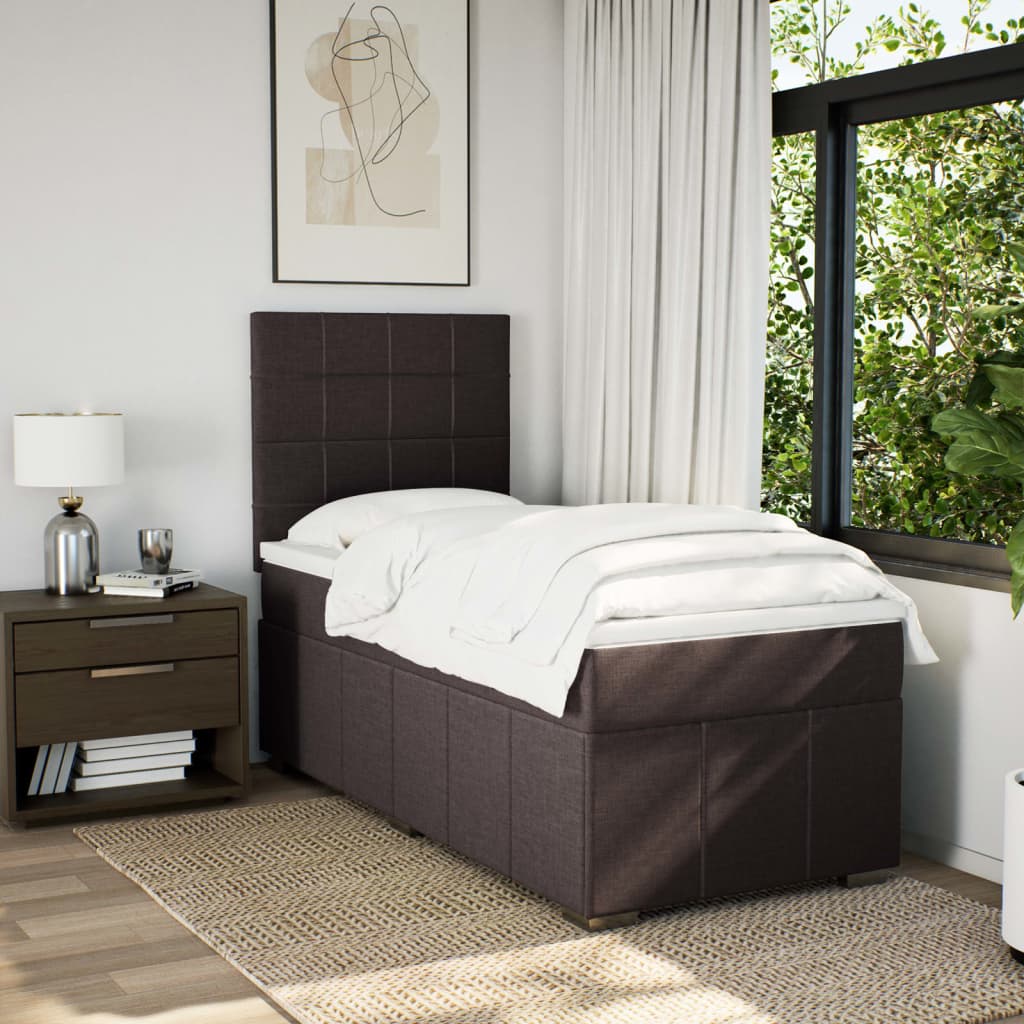 Giroletto a Molle con Materasso Marrone Scuro 100x200cm Tessuto | homemem39
