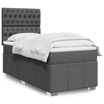 Giroletto a Molle con Materasso Grigio Scuro 100x200 cm Tessuto