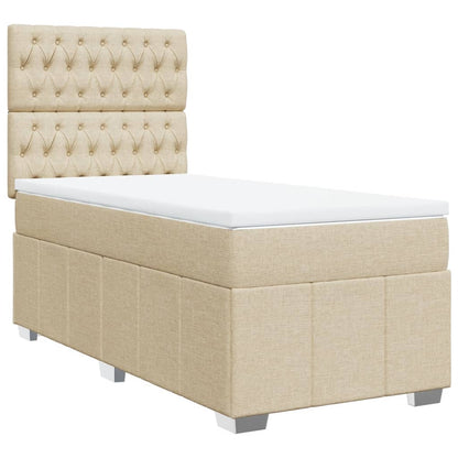 Giroletto a Molle con Materasso Crema 100x200 cm in Tessuto | homemem39